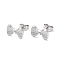Non-Tarnish 304 Stainless Steel Grooved Bowknot Stud Earrings for Women, Stainless Steel Color, 12.8x8mm, Pin: 0.8mm