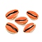 Electroplated Cowrie Shell Beads, No Hole/Undrilled, with Enamel, Coral, 17.5~23x11~15x7~9mm