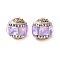 Handmade Polymer Clay Indonesia Beads, Round, with Alloy Core & Resin Rhinestone, Light Gold, Lavender, 20~20x19mm, Hole: 2.4mm