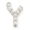 Plastic Imitation Pearl Pendants, with Eco-friendly Brass Findings, Lead Free & Cadmium Free, Letter Charms, Letter Y, 13.5x9x3mm, Hole: 1.4mm