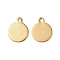 Ion Plating(IP) 304 Stainless Steel Charms, Flat Round Charm, Real 18K Gold Plated, 12.5x10x1mm, Hole: 1.4mm