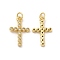 Brass Micro Pave Cubic Zirconia Pendants, Cadmium Free & Nickel Free & Lead Free, with Jump Ring, Religion Flower Cross Charms, Real 18K Gold Plated, 20x13x2.5mm, Hole: 3.3mm