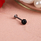 316L Surgical Stainless Steel Round Ball Threadless Labrets, with Polymer Clay Rhinestone, Stainless Steel Color, Jet, 8mm, Pin: 1.2mm, Head: 4mm
