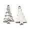 Non-Tarnish 304 Stainless Steel Pendants, Manual Polishing, Christmas Theme, Christmas Tree Charms, Stainless Steel Color, 20x12x1mm, Hole: 1.5mm