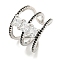 Square Rack Plating Brass Micro Pave Cubic Zirconia Wide Open Cuff Rings for Women, Cadmium Free & Lead Free, Long-Lasting Plated, Platinum, 18.5mm, Adjustable