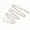 Brass Coated Iron Curb Chain Necklace Making, with Beads and Lobster Claw Clasps, Rose Gold, 32 inch(81.5cm)