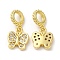 Brass Micro Pave Clear Cubic Zirconia Pendants, Lead Free & Cadmium Free, Butterfly, Real 18K Gold Plated, 18.5mm, Pendent: 10.5x9x2.5mm, Hole: 4mm