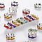 Brass Acrylic Rhinestone Spacer Beads, Grade B, Wavy Edge, Rondelle, Silver Color Plated, Mixed Color, 6x3mm, Hole: 1mm