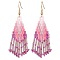 3Pair 304 Stainless Steel Boho Dangle Earrings, with Glass Beads, Golden, Pearl Pink, 68x30mm