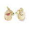 Brass & Cubic Zirconia & Plastic Imitation Pearl Pendants, Cadmium Free & Lead Free, Rack Plating, Christmas Theme, Santa Claus, Real 18K Gold Plated, 17.5x12.5x4mm, Hole: 3mm