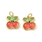 Brass Resin Charms, Cherry Charms, with Jump Ring, Lead Free & Cadmium Free, Long-Lasting Plated, Rack Plating, Real 18K Gold Plated, Orange Red, 12.5x12x4.5mm, Hole: 3.4mm