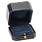 Rectangle Cardboard Jewelry Couple Ring Storage Box, with Blue Faux Suede Inside and Brass Clasps, Double Ring Case for Wedding Engagement Gift Favor, Black, 8.1x9.1x6.1cm