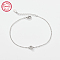 Anti-Tarnish Rhodium Plated 925 Sterling Silver Letter Cubic Zirconia Link Bracelets, Cable Chains Bracelets for Women, Letter G, 6-1/4 inch(16cm)