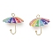 Acrylic Pendants, Umbrella, with Brass Finding , Colorful, 21.5x22mm, Hole: 2mm