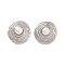 Rack Plating Flat Round Brass ABS Imitation Pearl Stud Earrings, Lead Free & Cadmium Free, Long-Lasting Plated, Platinum, 23.5x23mm