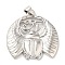Brass with Cubic Zirconia Pendants, Long-Lasting Plated, Lead Free & Cadmium Free, Allomyrina Dichotoma, Platinum, 27x27x3mm, Hole: 4x3.5mm