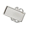 304 Stainless Steel Cuff Ring Components, Pad Ring Settings, Rectangle, Stainless Steel Color, Tray: 25x10mm, Rectangle: 28x13mm, Inner Diameter: 18mm