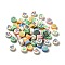 Mother's Day Handmade Polymer Clay Beads, Flat Round, Flower Pattern, 9~9.5x4~5mm, Hole: 1.6mm
