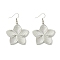 Non-Tarnish 304 Stainless Steel Dangle Earrings, Polished, Flower, Stainless Steel Color, 59x40mm