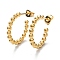 304 Stainless Steel Half Hoop Earrings, Stud Earrings, with Ear Nuts, Ring, Golden, 23x20x3mm, Pin: 0.7mm