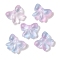 Transparent Spray Paint Glass Beads, Bowknot, Deep Sky Blue, 15.5x17.5x7.5mm, Hole: 1.4mm