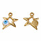 304 Stainless Steel Enamel Pendants, Star with Evil Eye, Golden, White, 14.5x13x3mm, Hole: 1.6mm