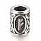 304 Stainless Steel European Beads, Large Hole Beads, Column with Runes/Futhark/Futhor, Antique Silver, 13.5x10mm, Hole: 6mm