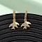Swallow Brass Micro Pave Clear Cubic Zirconia Hoop Earrings, Nickel Free, Real 18K Gold Plated, 21.5x9x12.5mm