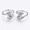 Brass Finger Ring Components, with Cubic Zirconia, For Half Drilled Beads, Lead Free & Cadmium Free & Nickel Free, Size 7, Platinum, Tray: 5.5mm, 17mm, Pin: 1mm