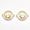201 Stainless Steel Links connectors, Laser Cut Links, Flat Round with Leaf Shape, Golden, 15.5x19.5x1mm, Hole: 1.5mm