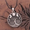 Retro Alloy Moon Phase Tree of Life Pendant Necklaces, Black PU Leather Cord Necklaces, Antique Silver, 21.65 inch(55cm)