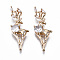 Brass Micro Pave Clear Cubic Zirconia Pendants, Long-Lasting Plated, Cadmium Free & Lead Free, Deer, Light Gold, 28x15x5mm, Hole: 5x2mm