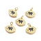 Brass Micro Pave Cubic Zirconia Pendants, with Jump Rings, Eye and Elephant, Black, Gunmetal & Golden, 13x15x2mm, Hole: 3mm