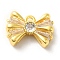 Brass Micro Pave Clear Cubic Zirconia Pendants, Bowknot Charms, Golden, 8.5x11.5x3mm, Hole: 1mm