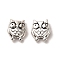 Tibetan Style Alloy Beads, Cadmium Free & Lead Free, Owl, Antique Silver, 11x9.5x4mm, Hole: 1.6mm, about 980pcs/1000g