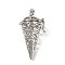 Brass Pendants, Cone with Star, Long-Lasting Plated, Cadmium Free & Lead Free, Rack Plating, Platinum, 41x19x23.5mm, Hole: 4x8mm