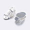 Brass Clip-on Earring Settings, with Round Flat Pad, Silver Color Plated, Tray: 14x11mm, 21x11x7mm