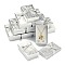 Rectangle Cardboard Jewelry Set Boxes, 2 Slots, with Bowknot Outside and Sponge Inside, for Rings and Earrings, Silver, 83x53x27mm