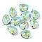 Mocha Fluorescent(MI) Teardrop Sew on Rhinestone, Multi-strand Links, with Brass Prong Settings, Garments Accessories, Aquamarine, 14x10x5.5~6mm, Hole: 1mm