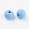 Natural Wood Beads, Dyed, Round, Deep Sky Blue, 8x7mm, Hole: 2~3mm, about 2770pcs/500g