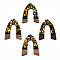 Opaque Resin & Walnut Wood Pendants, Arch Shape Charms with Paillettes, Black, 38x29x3mm, Hole: 2mm
