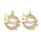 Brass Micro Pave Clear Cubic Zirconia Pendants, Cadmium Free & Lead Free, with Synthetic Opal and Jump Rings, Real 18K Gold Plated, Ring with Butterfly Charms, White, 19x18.5x2.5mm, Hole: 3mm