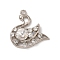 Alloy Pendants, with Glass Rhinestone, Swan, Platinum, 27.5x26.5x6mm, Hole: 1.8mm
