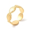 Ion Plating(IP) 304 Stainless Steel Horse Eye Open Cuff Ring for Women, Real 18K Gold Plated, US Size 7 1/4(17.6mm)