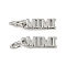 Brass Charms, Word MIMI, with Jump Ring, Cadmium Free & Lead Free, Rack Plating, Long-Lasting Plated, Platinum, 10.5x3x1mm, Hole: 3.2mm