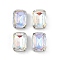 Brass Glass Rhinestone Sew on Rhinestones, Rectangle, Faceted, Mixed Color, Platinum, 13.5x10x7mm, Hole: 0.8mm