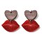 Acrylic Pendants, Lip with Heart Charms, with Poplar & Glitter Powder & Platinum Loop, Red, 48x39.5x2.5mm, Hole: 4.5mm