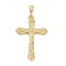 Brass Pendants, Cadmium Free & Lead Free, Crucifix Cross with Jesus Charms, Real 18K Gold Plated, 44.5x30x3.2mm, Hole: 5x3mm