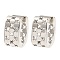Brass Hoop Earrings, Hollow Cross, Platinum, 15x14x7.5mm