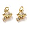Brass Micro Pave Cubic Zirconia Charms, with Jump Rings, Long-Lasting Plated, Planet, Real 18K Gold Plated, 11.5x8.5x5mm, Hole: 3mm